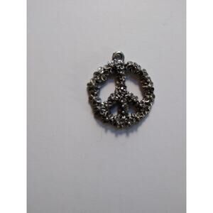 Floral Peace Sign Pendant Charm Silver Tone Fashion Jewelry Hippie Boho Style